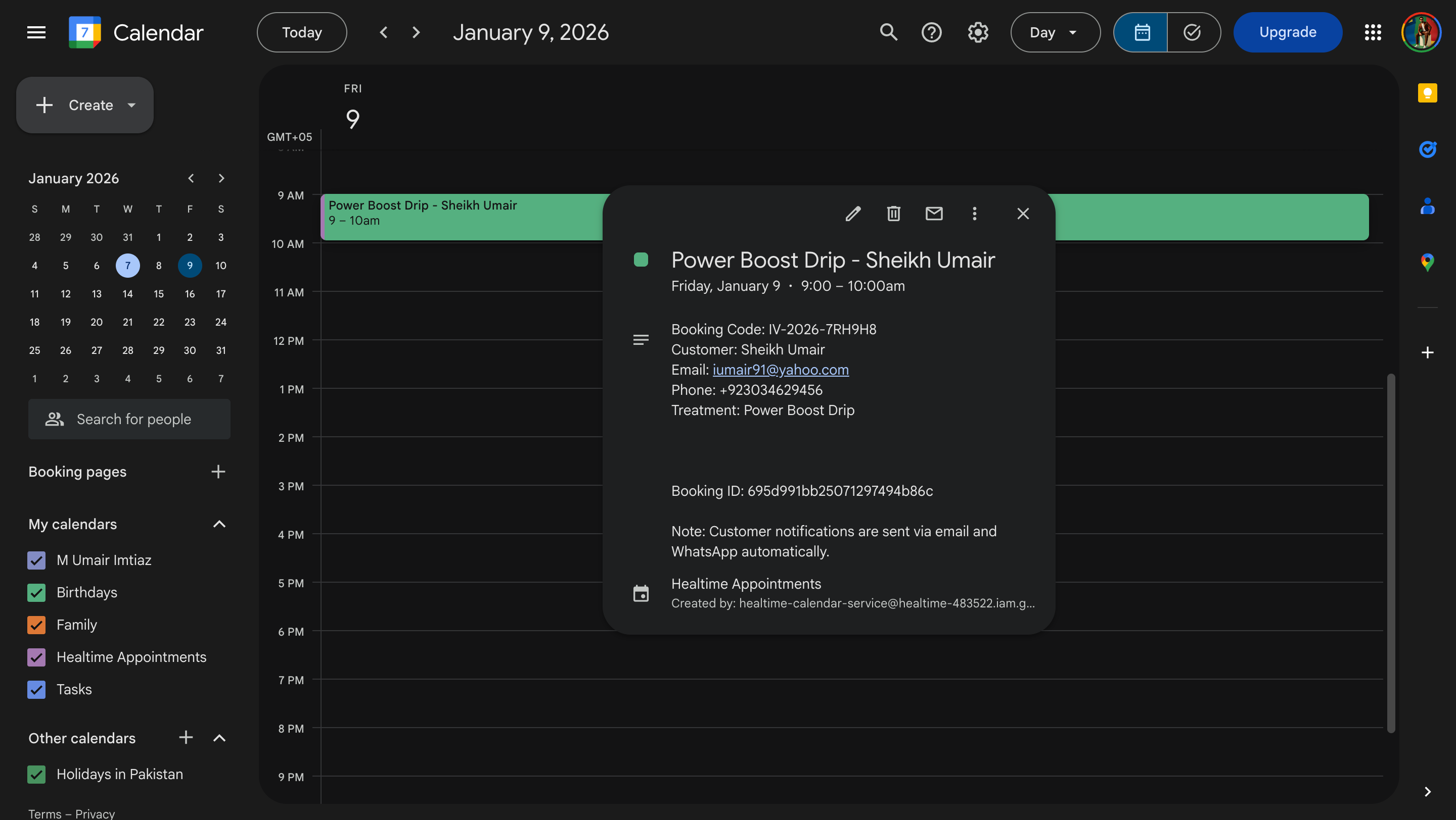 Admin CMS - Real Google Calendar Integration