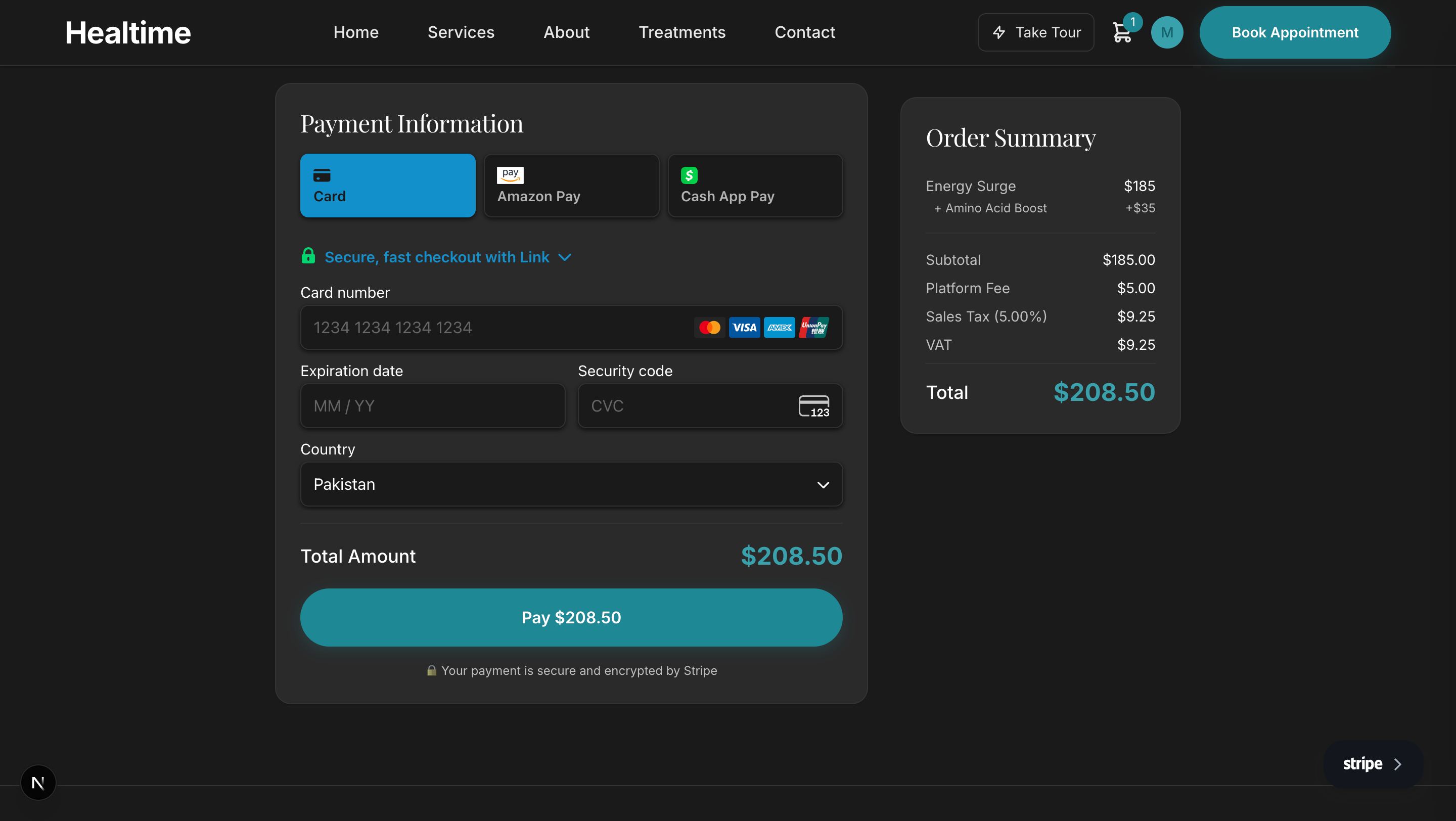 Booking Step 5 – Stripe Payment