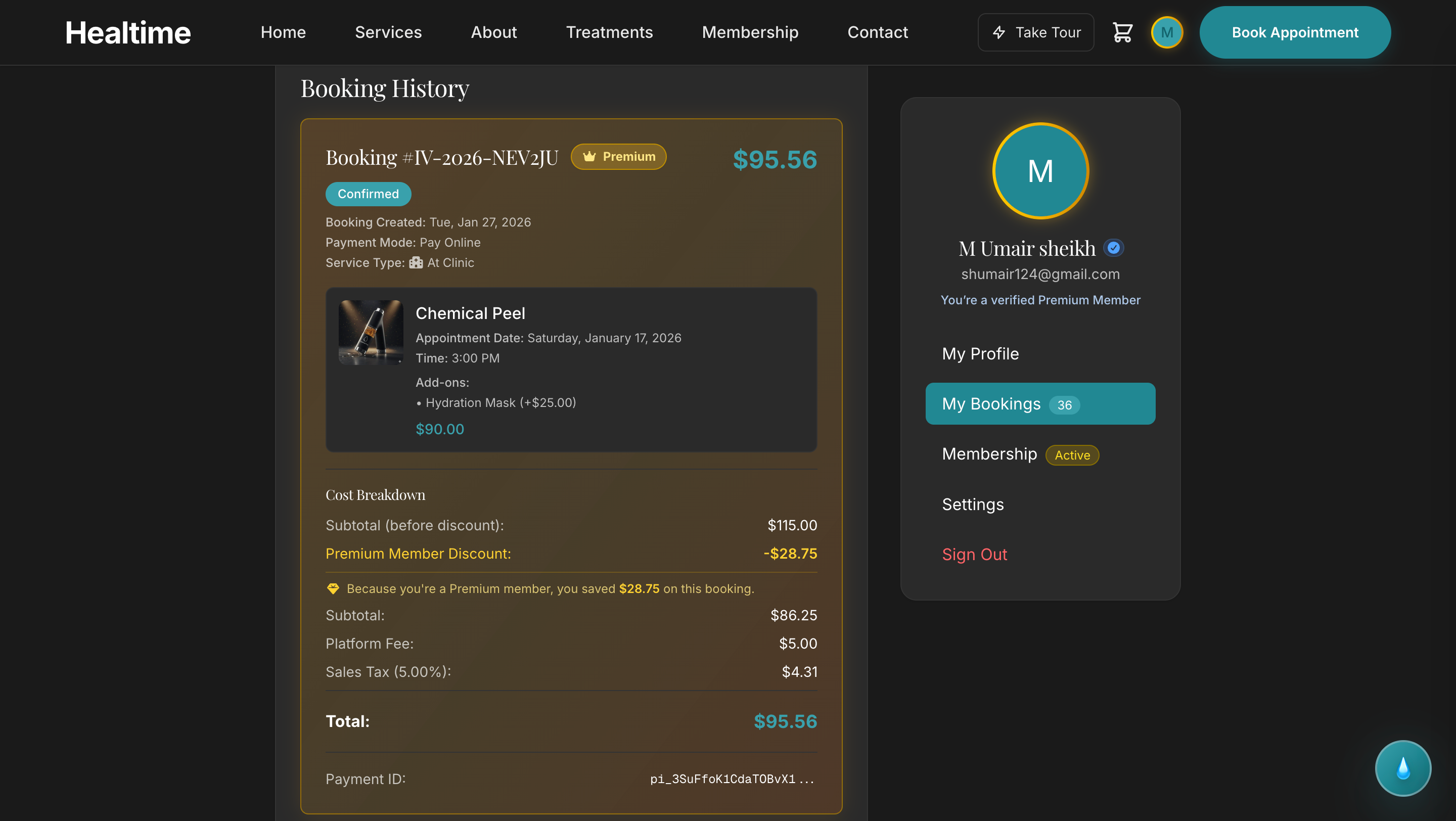 Membership – Booking View